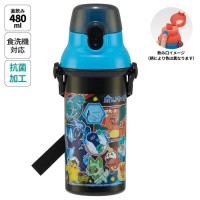 Skater Antibacterial Kid Water Bottle With Strap 480ml (Blue Black Pokemon)