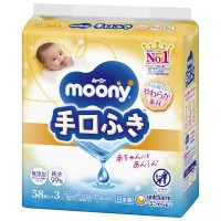 Moony Baby hand and mouth Sterilize Wipes 58pcs×3 Pack