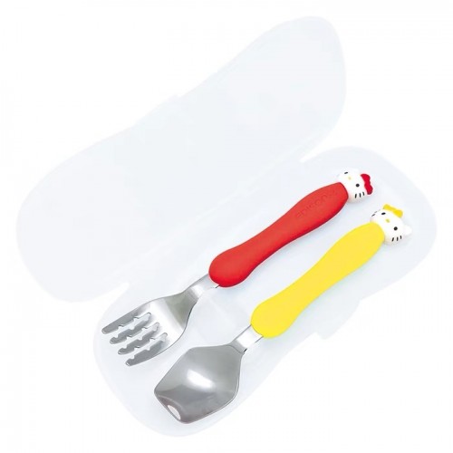 Edison Stainless Steel Spoon and Fork with Case (Hello Kitty)