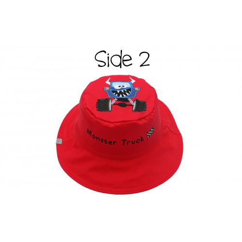 Flap Jack Kids Reversible Baby & Kids Sun Hat - Monster Car Flap Jack Kids Reversible Baby & Kids Sun Hat - Monster Car