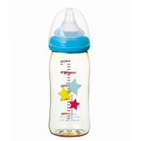 Pigeon SofTouch Peristaltic Plus Wide Neck Nursing Bottle PPSU 240ml (M Teat Blue）