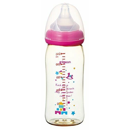 Pigeon SofTouch Peristaltic Plus Wide Neck Nursing Bottle PPSU 240ml (M Teat Pink）