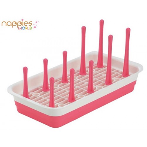 INOMATA Bottle Drying Rack (Pink)