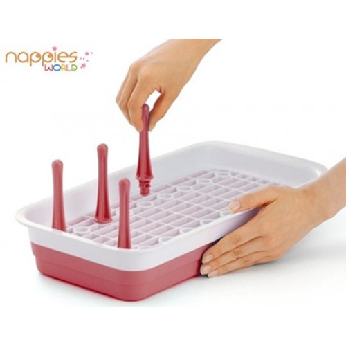 INOMATA Bottle Drying Rack (Pink)